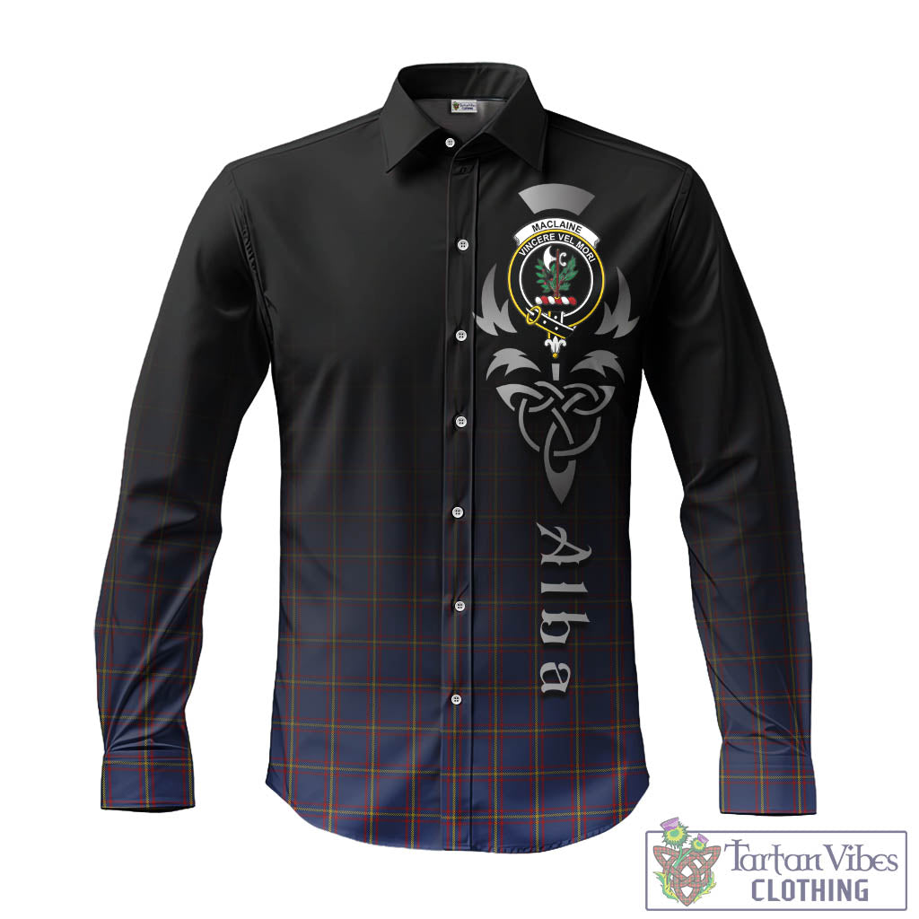 Tartan Vibes Clothing MacLaine of Lochbuie Tartan Long Sleeve Button Up Featuring Alba Gu Brath Family Crest Celtic Inspired