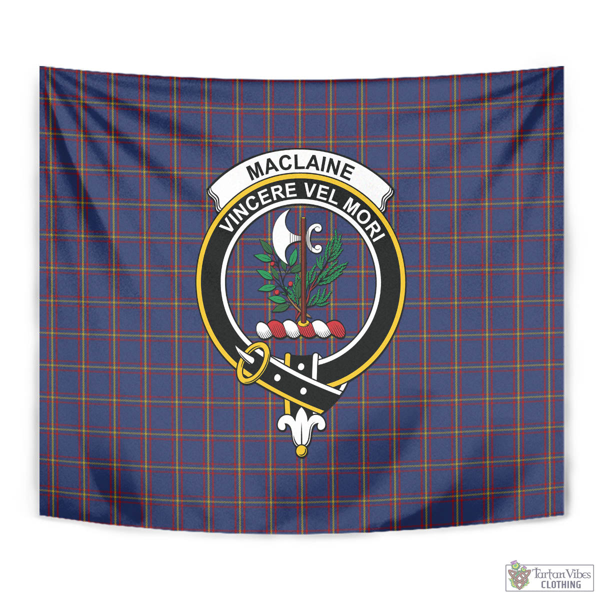 Tartan Vibes Clothing MacLaine of Lochbuie Tartan Tapestry Wall Hanging and Home Decor for Room with Family Crest