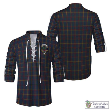 MacLaine of Lochbuie Hunting Tartan Men's Scottish Traditional Jacobite Ghillie Kilt Shirt with Family Crest