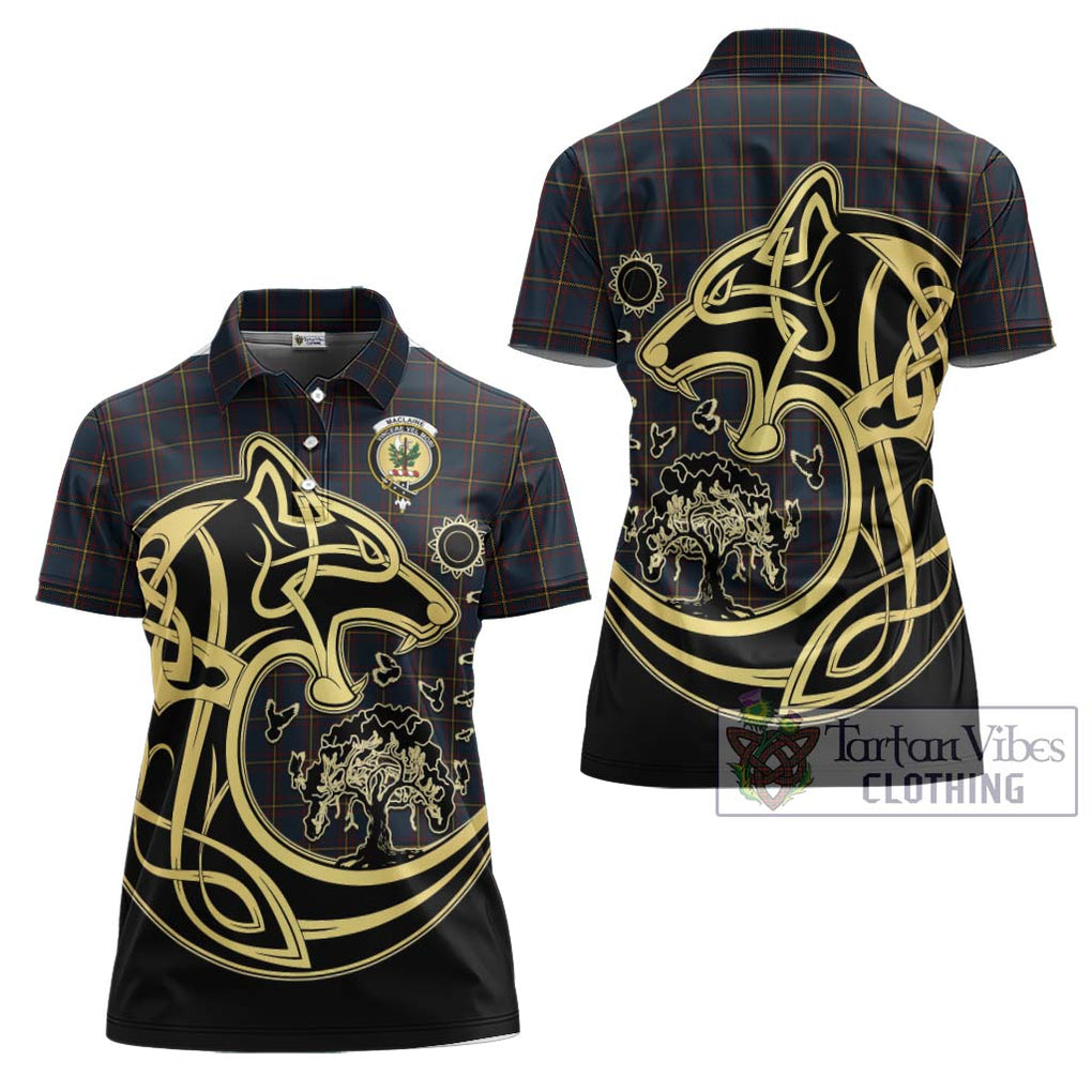 MacLaine of Lochbuie Hunting Tartan Women's Polo Shirt with Family Crest Celtic Wolf Style Women - Tartanvibesclothing Shop