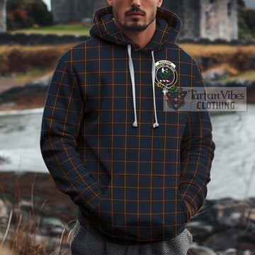 MacLaine of Lochbuie Hunting Tartan Cotton Hoodie with Family Crest