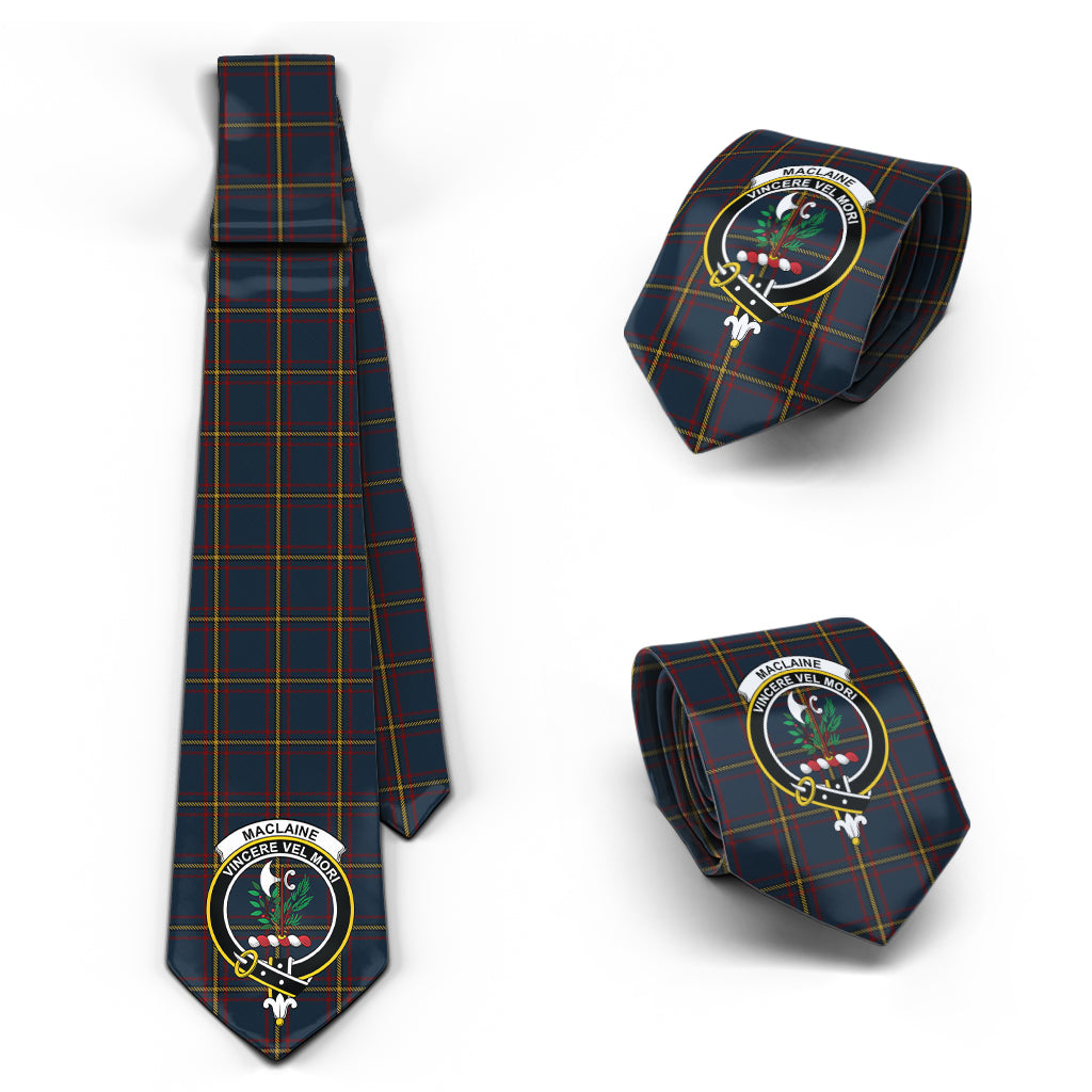 MacLaine of Lochbuie Hunting Tartan Classic Necktie with Family Crest Necktie One Size - Tartan Vibes Clothing