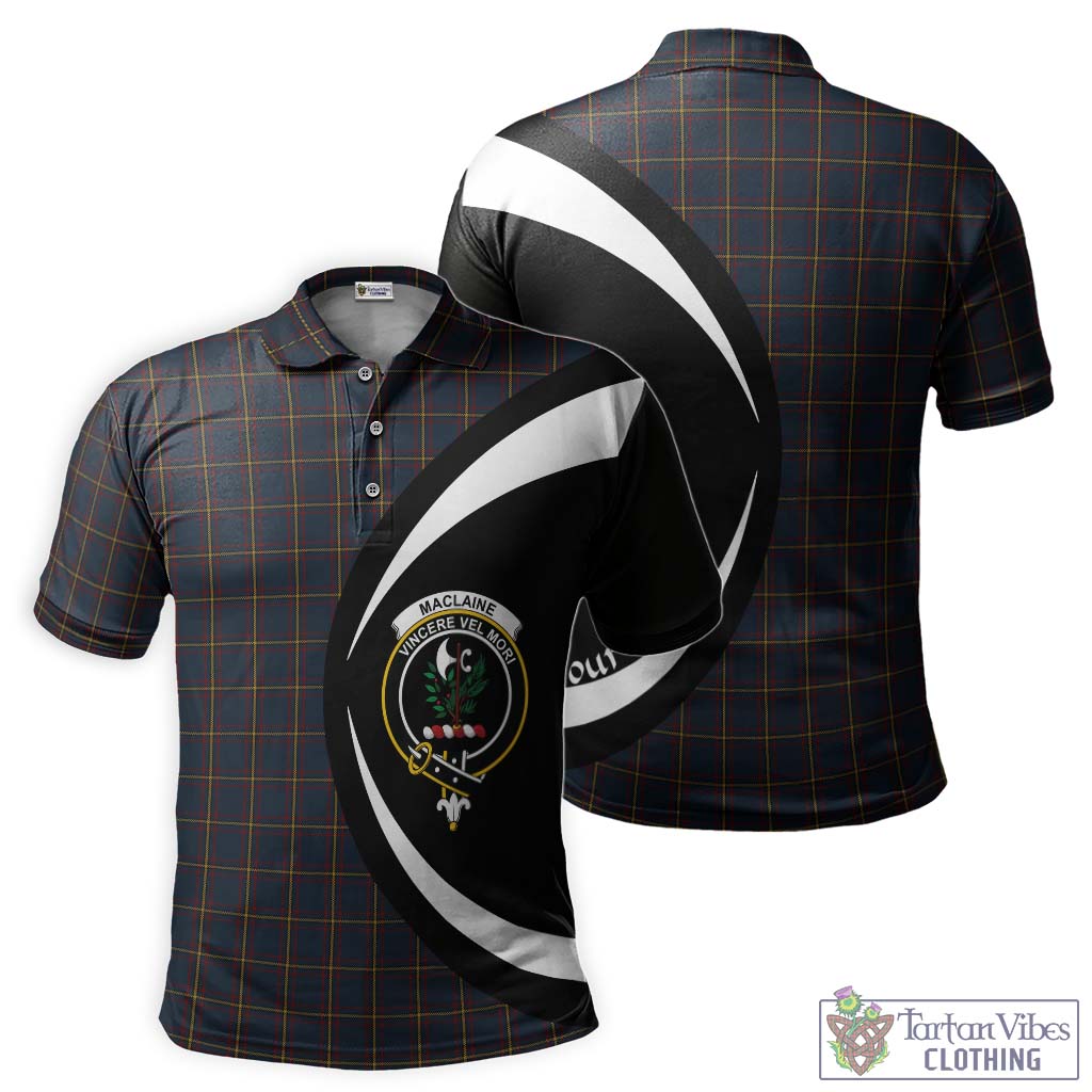 Tartan Vibes Clothing MacLaine of Lochbuie Hunting Tartan Men's Polo Shirt with Family Crest Circle Style