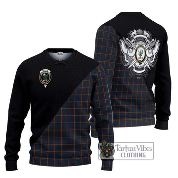 MacLaine of Lochbuie Hunting Tartan Ugly Sweater with Family Crest and Military Logo Style