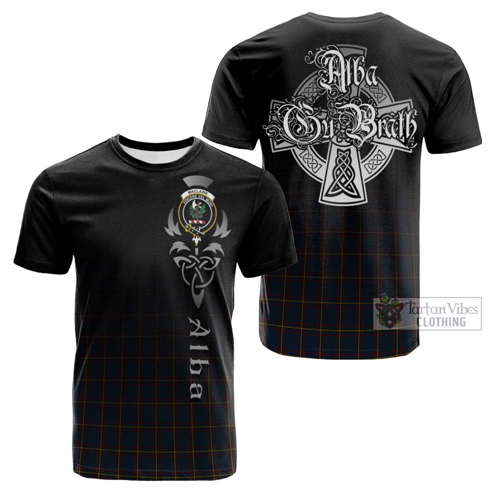 Tartan Vibes Clothing MacLaine of Lochbuie Hunting Tartan Cotton T-shirt Featuring Alba Gu Brath Family Crest Celtic Inspired