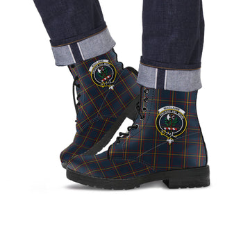 MacLaine of Lochbuie Hunting Tartan Leather Boots with Family Crest