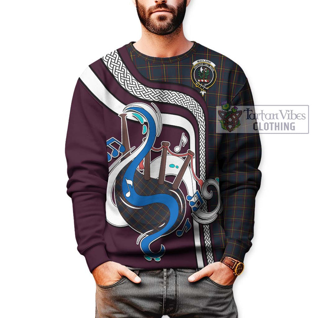 Tartan Vibes Clothing MacLaine of Lochbuie Hunting Tartan Sweatshirt with Epic Bagpipe Style