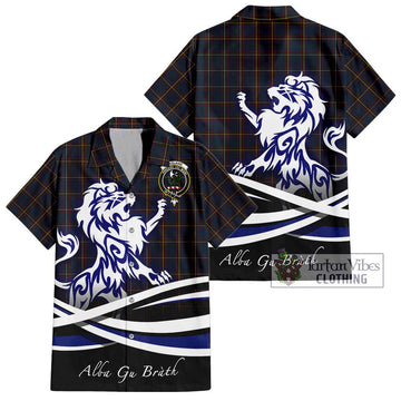 MacLaine of Lochbuie Hunting Tartan Short Sleeve Button Shirt with Alba Gu Brath Regal Lion Emblem