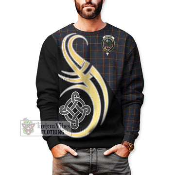 MacLaine of Lochbuie Hunting Tartan Sweatshirt with Family Crest and Celtic Symbol Style