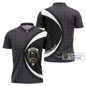 MacLaine of Lochbuie Hunting Tartan Zipper Polo Shirt with Family Crest Circle Style