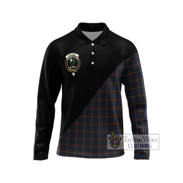 MacLaine of Lochbuie Hunting Tartan Long Sleeve Polo Shirt with Family Crest and Military Logo Style