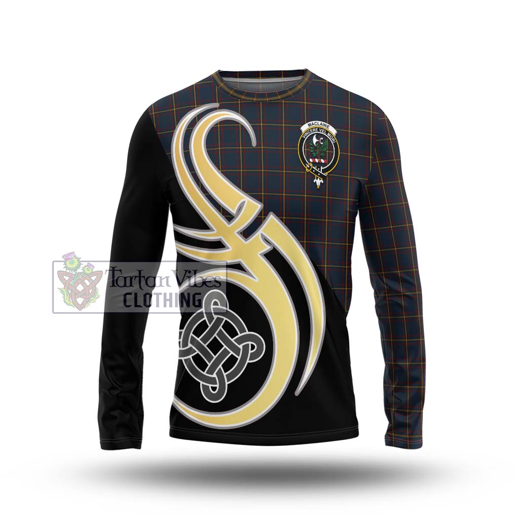 MacLaine of Lochbuie Hunting Tartan Long Sleeve T-Shirt with Family Crest and Celtic Symbol Style Unisex - Tartan Vibes Clothing