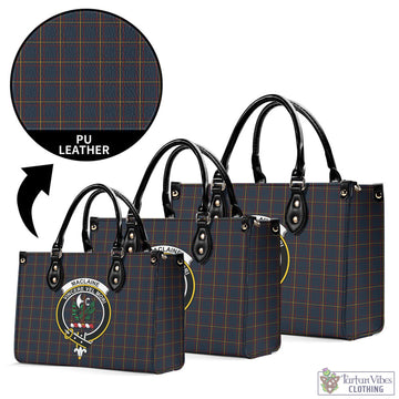 MacLaine of Lochbuie Hunting Tartan Luxury Leather Handbags with Family Crest