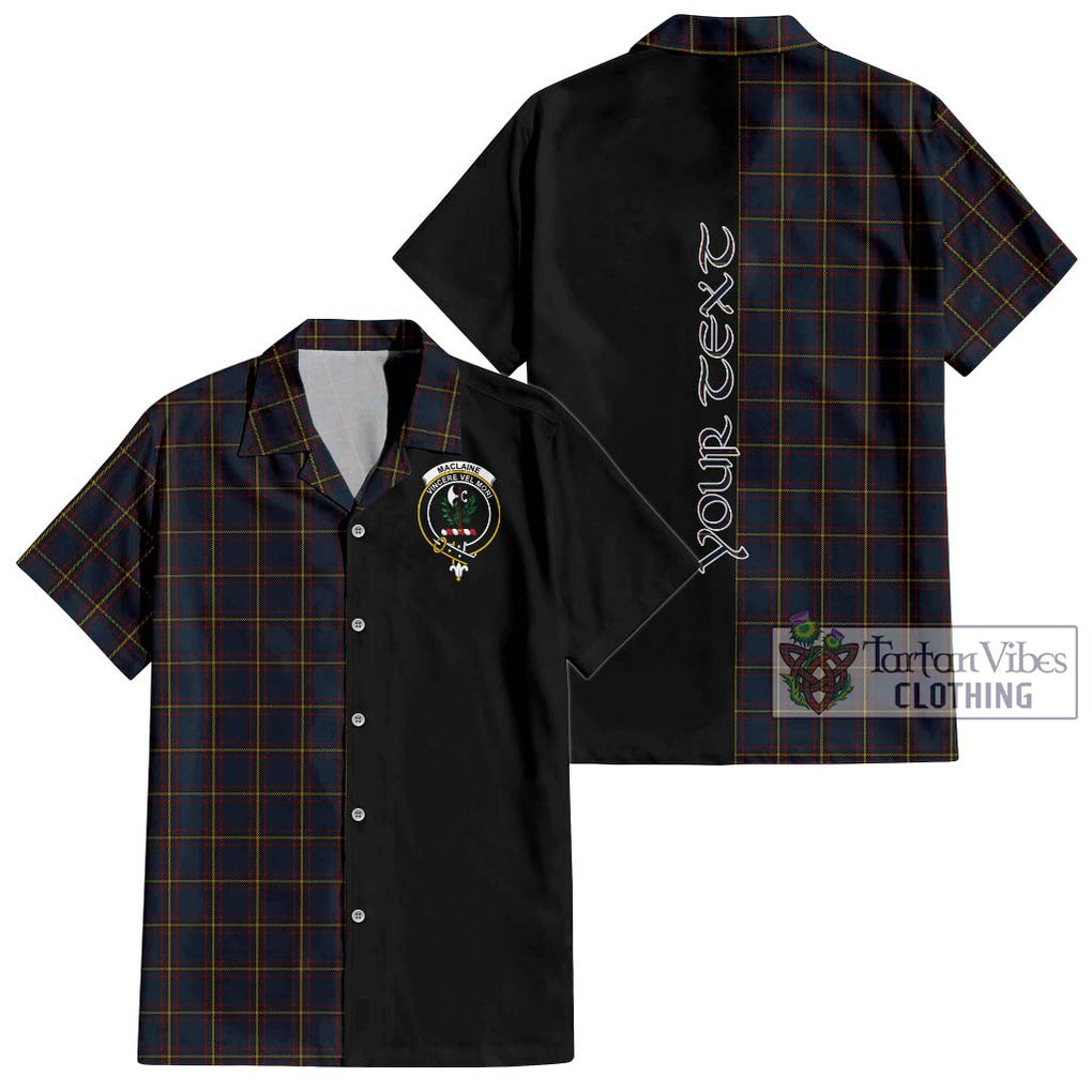 MacLaine of Lochbuie Hunting Tartan Short Sleeve Button Shirt with Family Crest and Half Of Me Style Kid - Tartanvibesclothing Shop