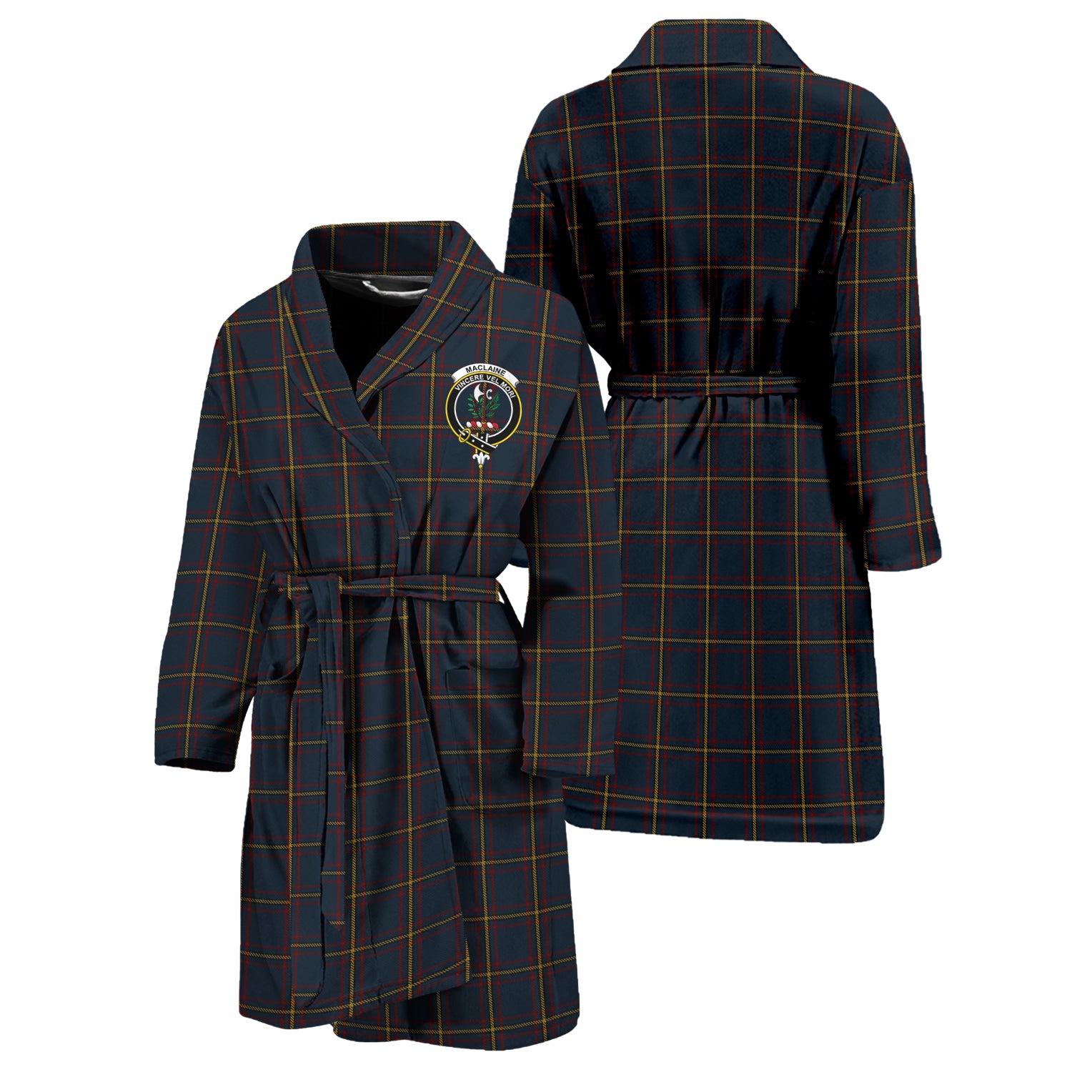 MacLaine of Lochbuie Hunting Tartan Bathrobe with Family Crest Unisex S - Tartan Vibes Clothing