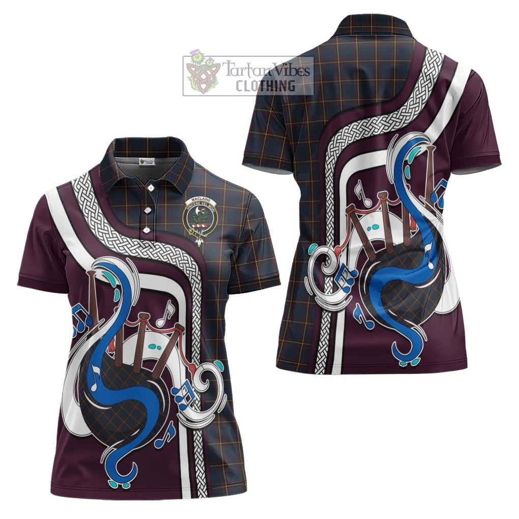 MacLaine of Lochbuie Hunting Tartan Women's Polo Shirt with Epic Bagpipe Style Women - Tartanvibesclothing Shop