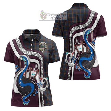 MacLaine of Lochbuie Hunting Tartan Women's Polo Shirt with Epic Bagpipe Style