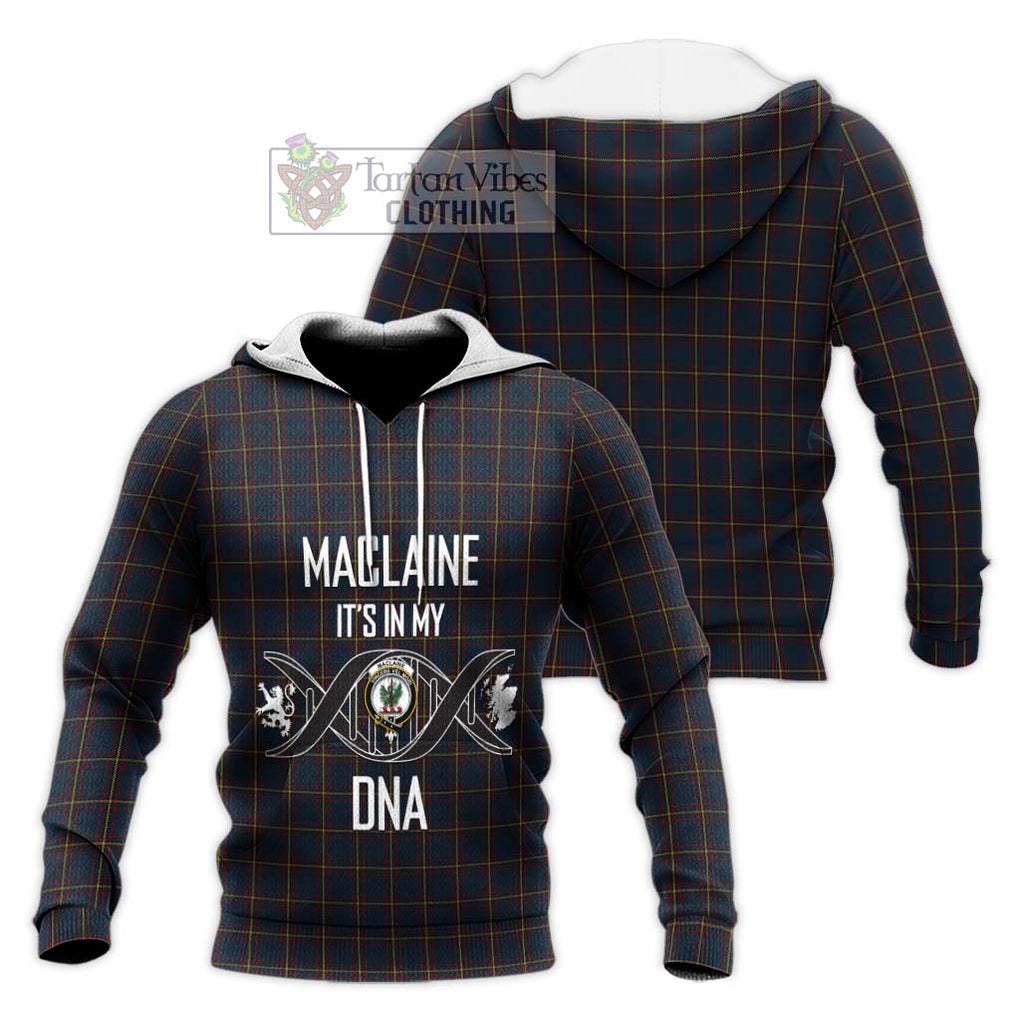 MacLaine of Lochbuie Hunting Tartan Knitted Hoodie with Family Crest DNA In Me Style Unisex Knitted Pullover Hoodie - Tartanvibesclothing Shop