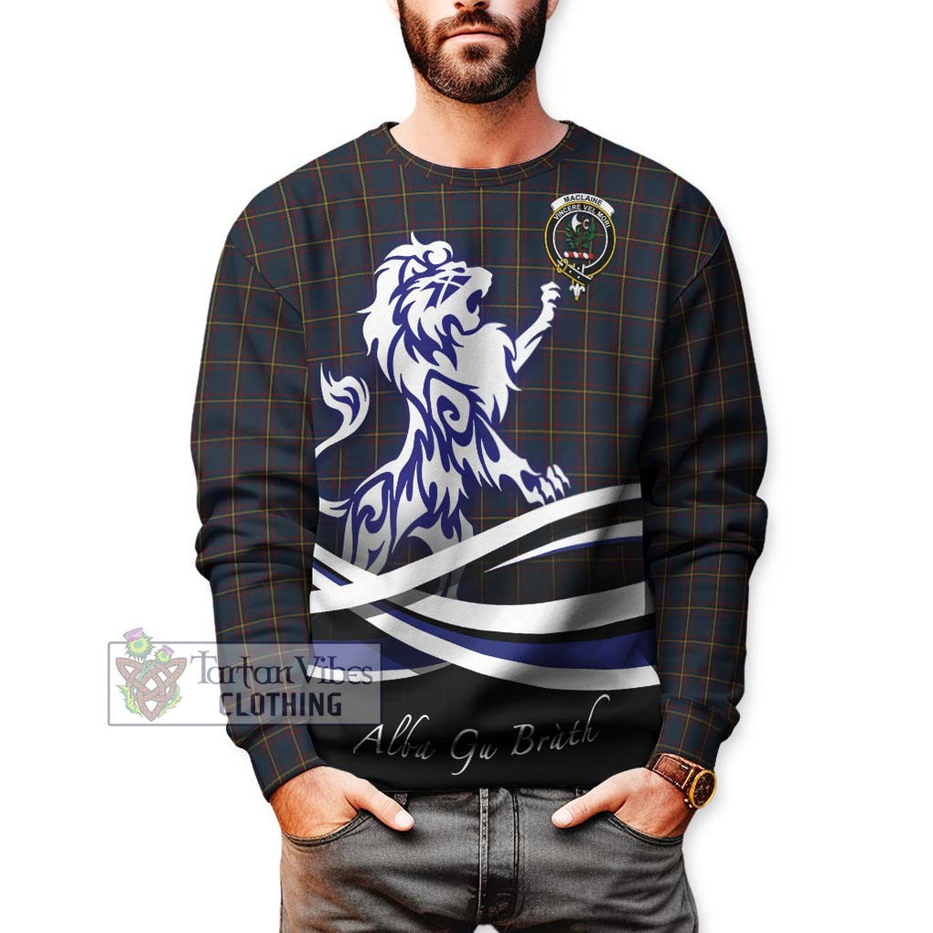 MacLaine of Lochbuie Hunting Tartan Sweatshirt with Alba Gu Brath Regal Lion Emblem Unisex - Tartanvibesclothing Shop