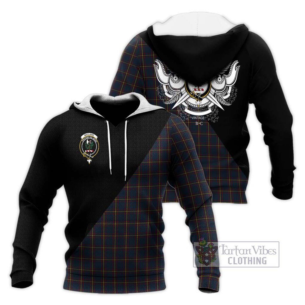 MacLaine of Lochbuie Hunting Tartan Knitted Hoodie with Family Crest and Military Logo Style Unisex Knitted Pullover Hoodie - Tartanvibesclothing Shop