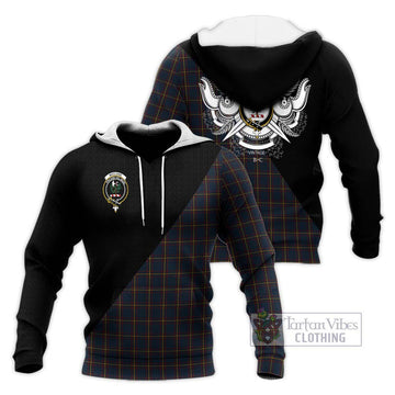 MacLaine of Lochbuie Hunting Tartan Knitted Hoodie with Family Crest and Military Logo Style