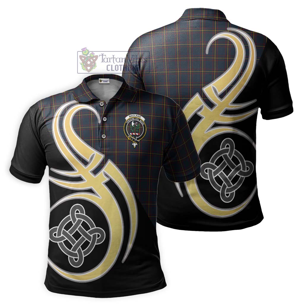 Tartan Vibes Clothing MacLaine of Lochbuie Hunting Tartan Polo Shirt with Family Crest and Celtic Symbol Style