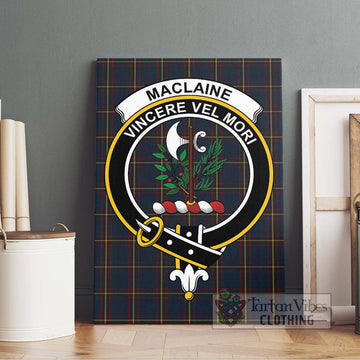 MacLaine of Lochbuie Hunting Tartan Canvas Print Wall Art with Family Crest