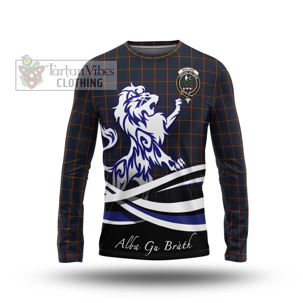 MacLaine of Lochbuie Hunting Tartan Long Sleeve T-Shirt with Alba Gu Brath Regal Lion Emblem Unisex - Tartanvibesclothing Shop