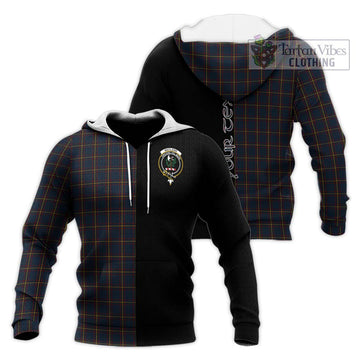 MacLaine of Lochbuie Hunting Tartan Knitted Hoodie with Family Crest and Half Of Me Style