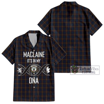 MacLaine of Lochbuie Hunting Tartan Short Sleeve Button Shirt with Family Crest DNA In Me Style