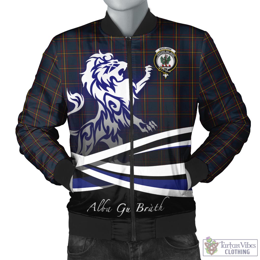 Tartan Vibes Clothing MacLaine of Lochbuie Hunting Tartan Bomber Jacket with Alba Gu Brath Regal Lion Emblem