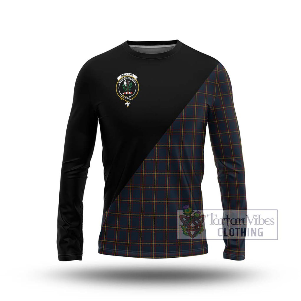 MacLaine of Lochbuie Hunting Tartan Long Sleeve T-Shirt with Family Crest and Military Logo Style Unisex - Tartanvibesclothing Shop