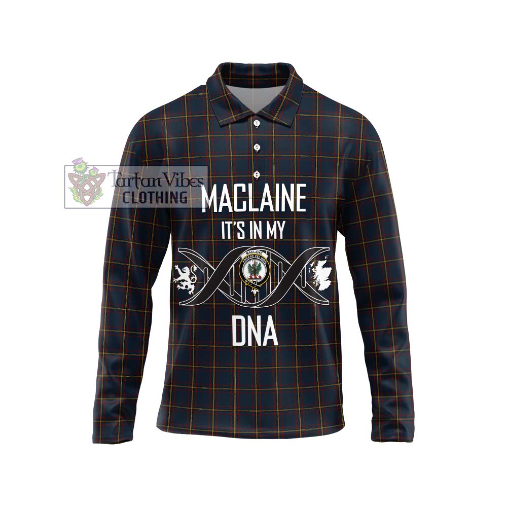 MacLaine of Lochbuie Hunting Tartan Long Sleeve Polo Shirt with Family Crest DNA In Me Style Unisex - Tartanvibesclothing Shop