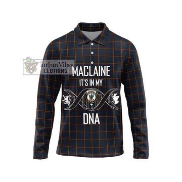 MacLaine of Lochbuie Hunting Tartan Long Sleeve Polo Shirt with Family Crest DNA In Me Style