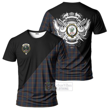 MacLaine of Lochbuie Hunting Tartan T-Shirt with Family Crest and Military Logo Style