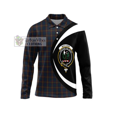 MacLaine of Lochbuie Hunting Tartan Long Sleeve Polo Shirt with Family Crest Circle Style