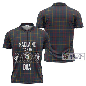 MacLaine of Lochbuie Hunting Tartan Zipper Polo Shirt with Family Crest DNA In Me Style