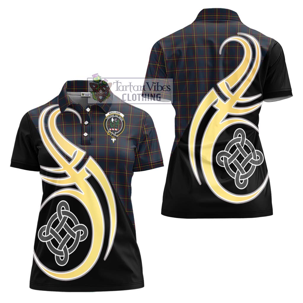 MacLaine of Lochbuie Hunting Tartan Women's Polo Shirt with Family Crest and Celtic Symbol Style - Tartan Vibes Clothing