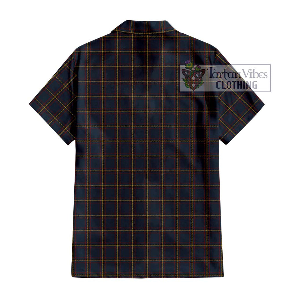 MacLaine of Lochbuie Hunting Tartan Short Sleeve Button Shirt with Family Crest DNA In Me Style - Tartanvibesclothing Shop