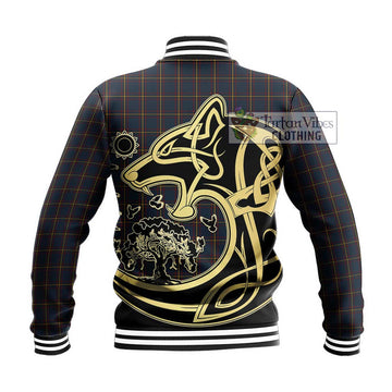 MacLaine of Lochbuie Hunting Tartan Baseball Jacket with Family Crest Celtic Wolf Style