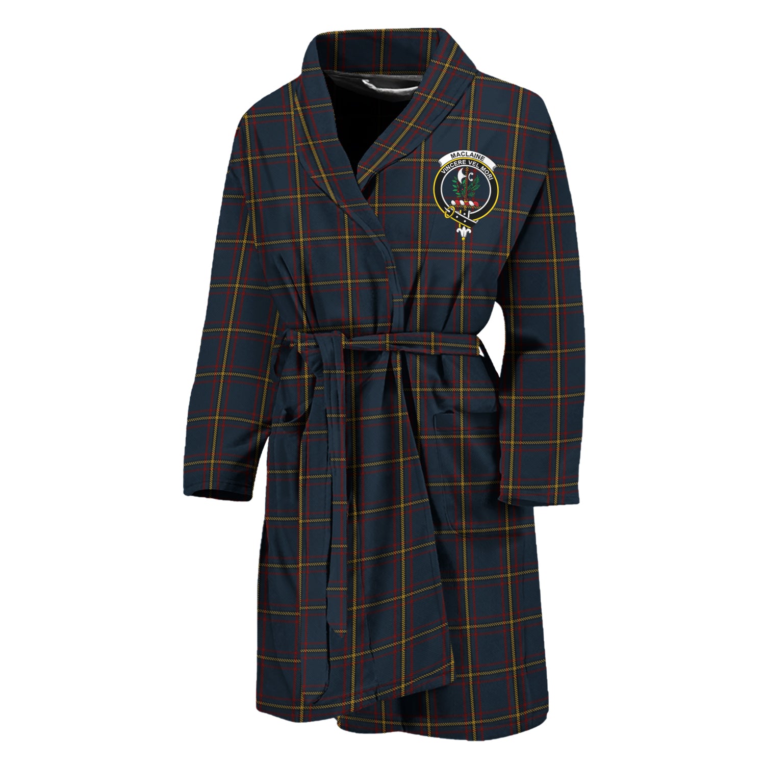 MacLaine of Lochbuie Hunting Tartan Bathrobe with Family Crest Unisex M - Tartan Vibes Clothing