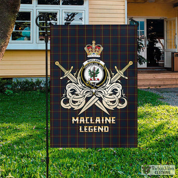 MacLaine of Lochbuie Hunting Tartan Flag with Clan Crest and the Golden Sword of Courageous Legacy