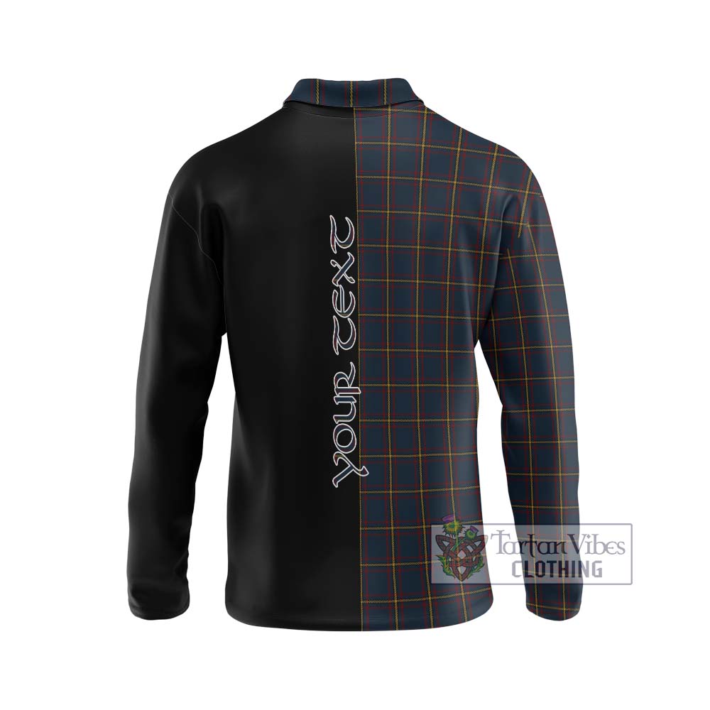 MacLaine of Lochbuie Hunting Tartan Long Sleeve Polo Shirt with Family Crest and Half Of Me Style - Tartanvibesclothing Shop