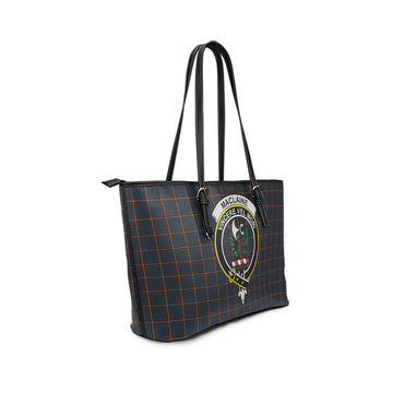 MacLaine of Lochbuie Hunting Tartan Leather Tote Bag with Family Crest