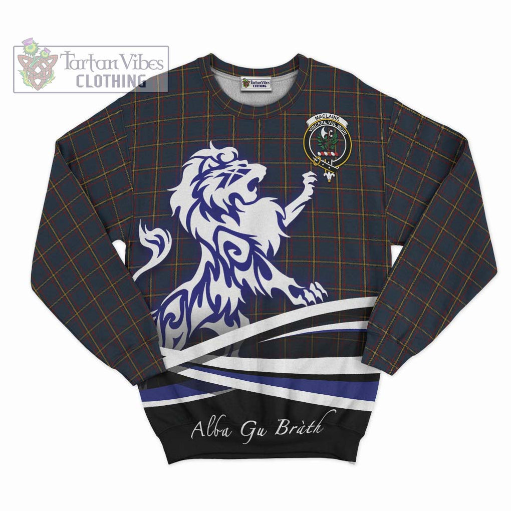 MacLaine of Lochbuie Hunting Tartan Sweatshirt with Alba Gu Brath Regal Lion Emblem - Tartanvibesclothing Shop