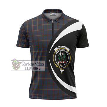 MacLaine of Lochbuie Hunting Tartan Zipper Polo Shirt with Family Crest Circle Style