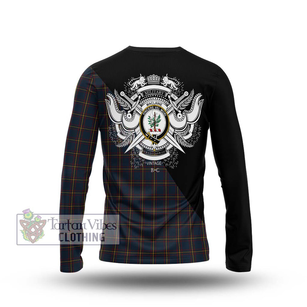 MacLaine of Lochbuie Hunting Tartan Long Sleeve T-Shirt with Family Crest and Military Logo Style - Tartanvibesclothing Shop