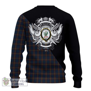 MacLaine of Lochbuie Hunting Tartan Ugly Sweater with Family Crest and Military Logo Style