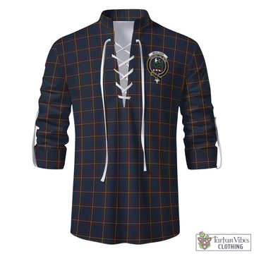 MacLaine of Lochbuie Hunting Tartan Men's Scottish Traditional Jacobite Ghillie Kilt Shirt with Family Crest