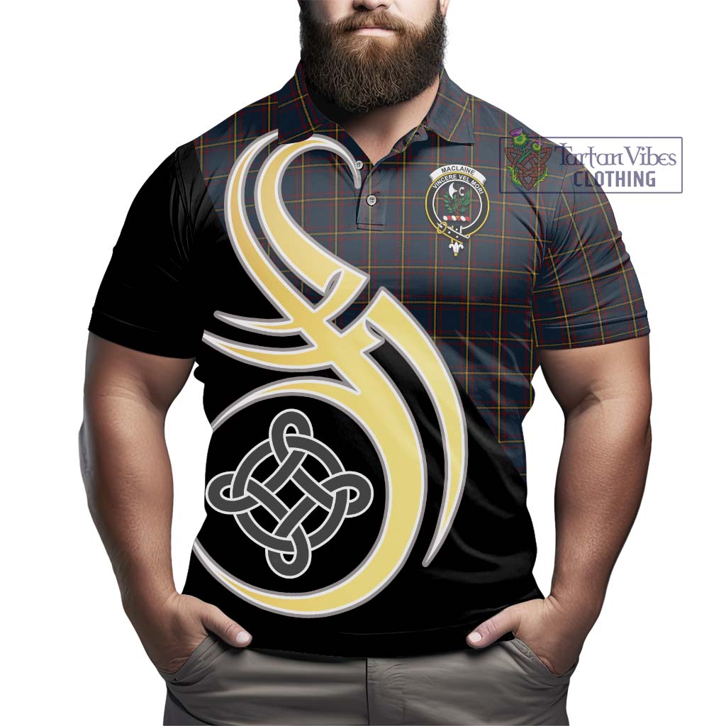 Tartan Vibes Clothing MacLaine of Lochbuie Hunting Tartan Polo Shirt with Family Crest and Celtic Symbol Style